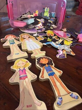 Colorful Wooden Dress-Up Dolls Set